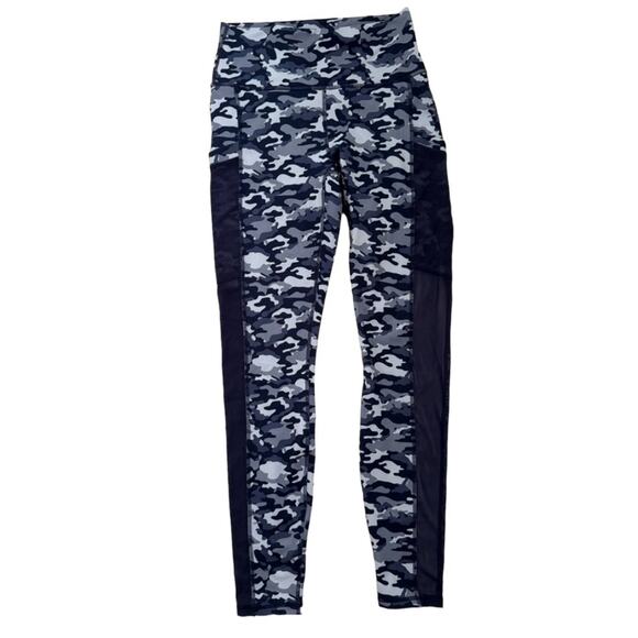 Fabletics Leggings Blue Camoflauge High Rise Compression Pocket Training Small - Picture 2 of 6